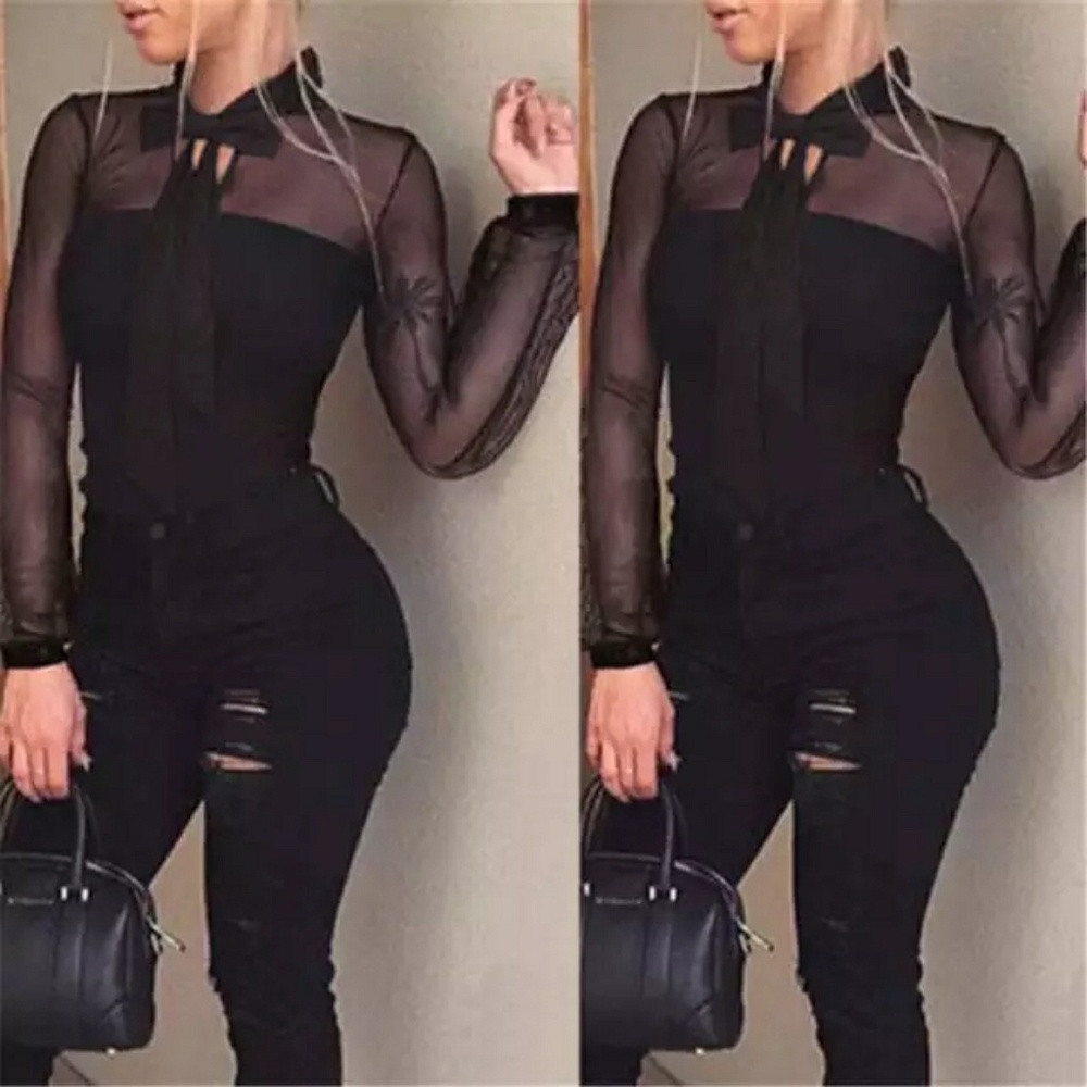 Sexy Bow Mesh Body Suit